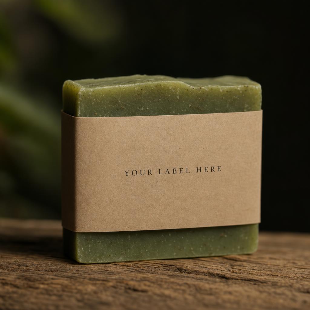 Bio Soap Bar mit Kraftpapier-Banderole — Mockup Your Label Here